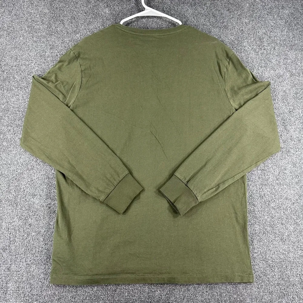 Polo Ralph Lauren Long Sleeve T-Shirt Mens L Large Olive Green Purple Pony Logo